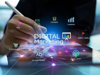 Close-up of business man using digital tablet